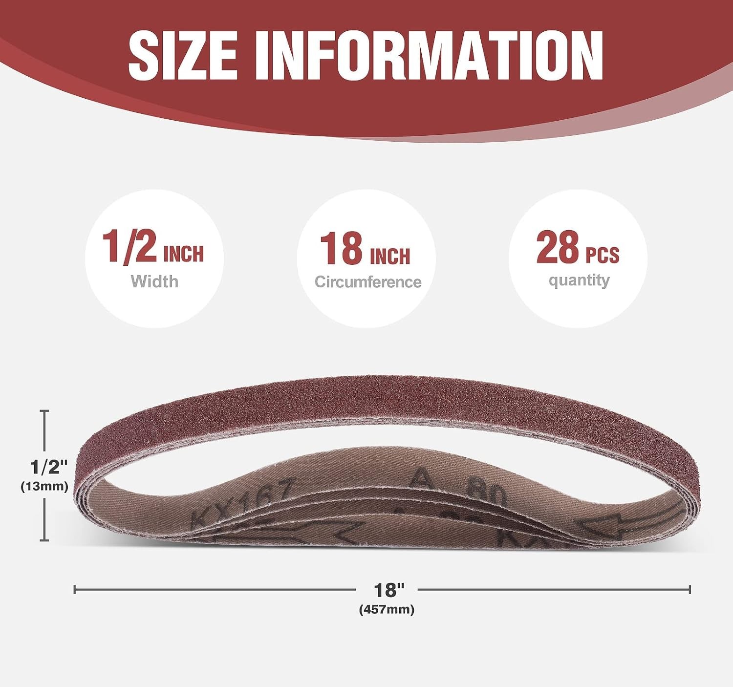 1/2×18 Inch Sanding Belts 28 Pcs 4 each of 36/40/60/80/120/180/240 Assorted G…