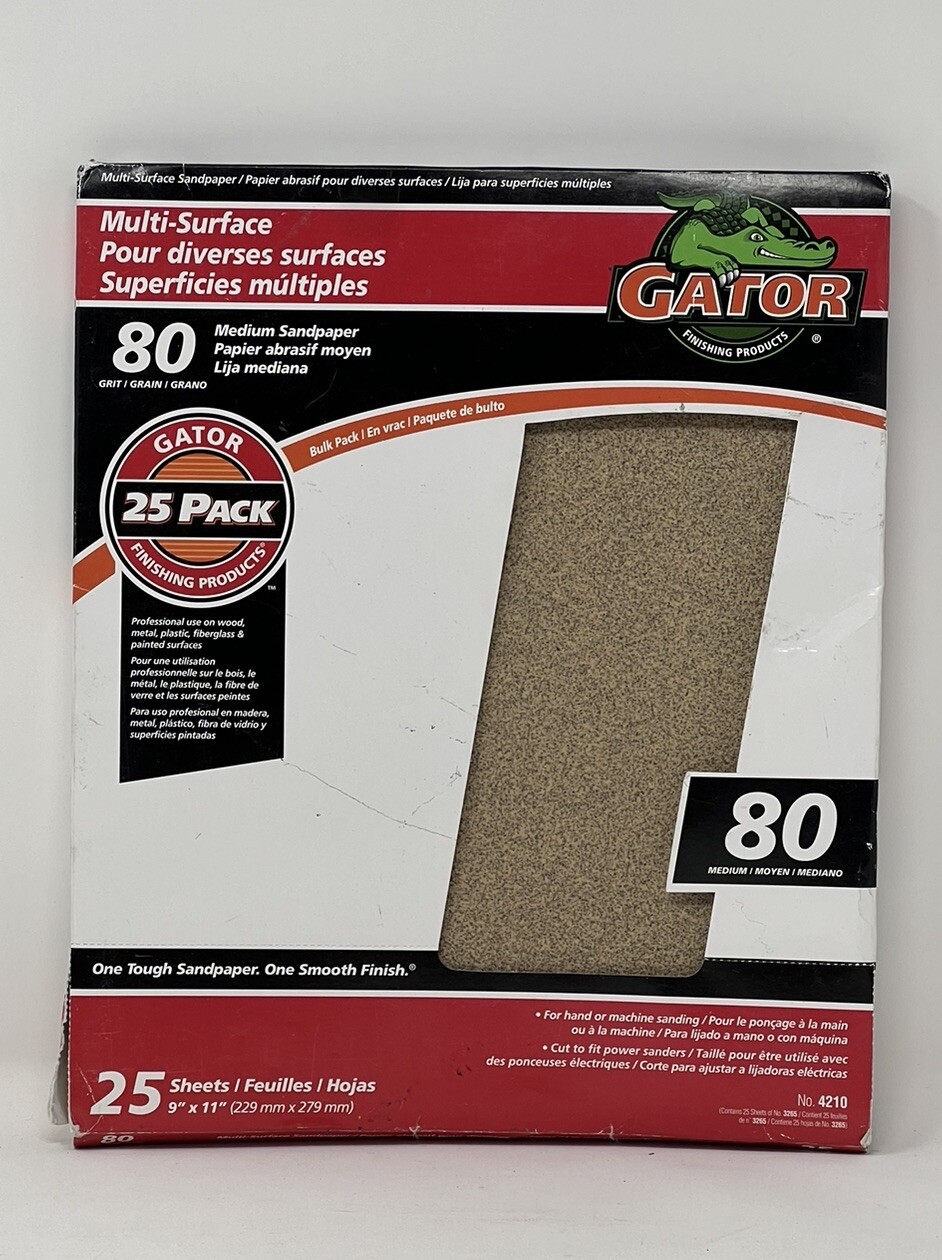 Gator Multi-Surface 9 In. x 11 In. 80 Grit Medium Sandpaper (25-Pack) 4210