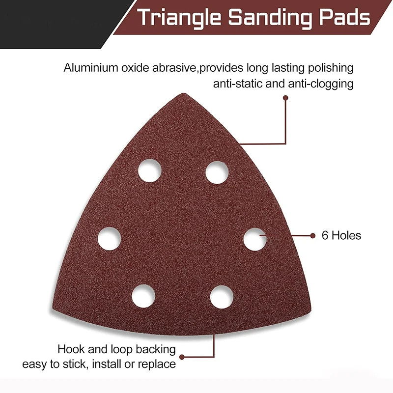 10/20/50 PCS Triangular Sanding Disc 90mm Delta Sander Hook & Loop Sandpaper Abr