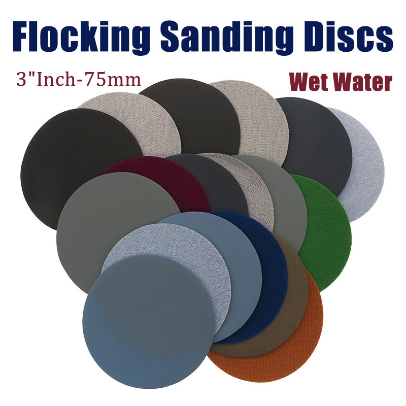75mm-3″ Inch Flocking Wet Water Sanding Discs Hook and Loop Sandpaper Pads