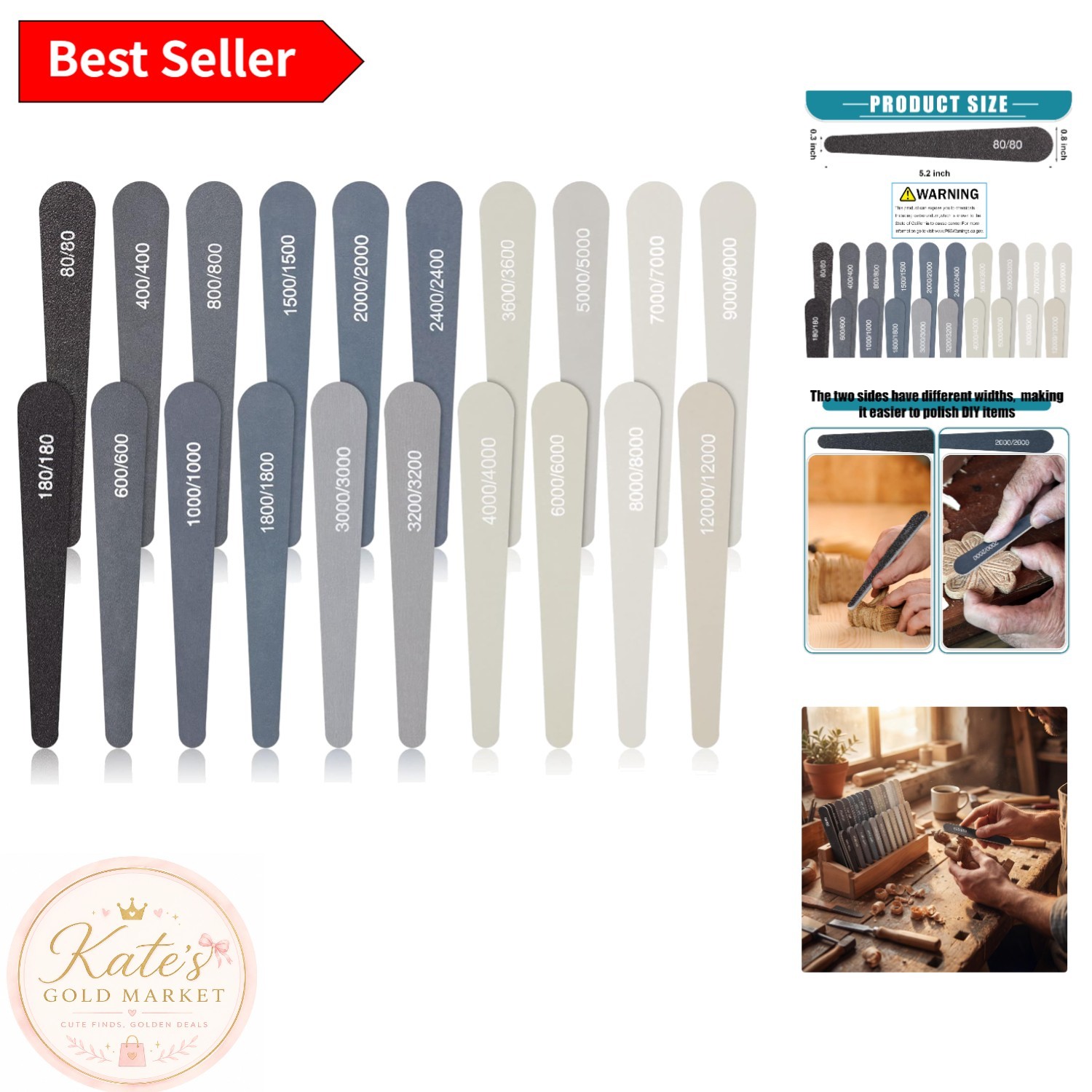 20 Pcs Professional Sanding Sticks for Model Crafts – Assorted Grits 80-12000