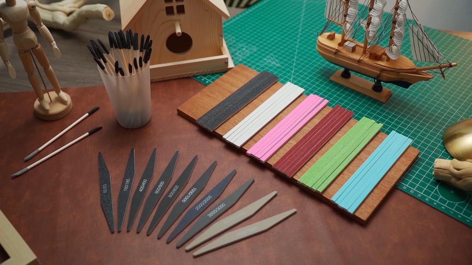 70 Pcs Sanding Sticks Set for Plastic Models Includes 30 Double-end Matchsticks,