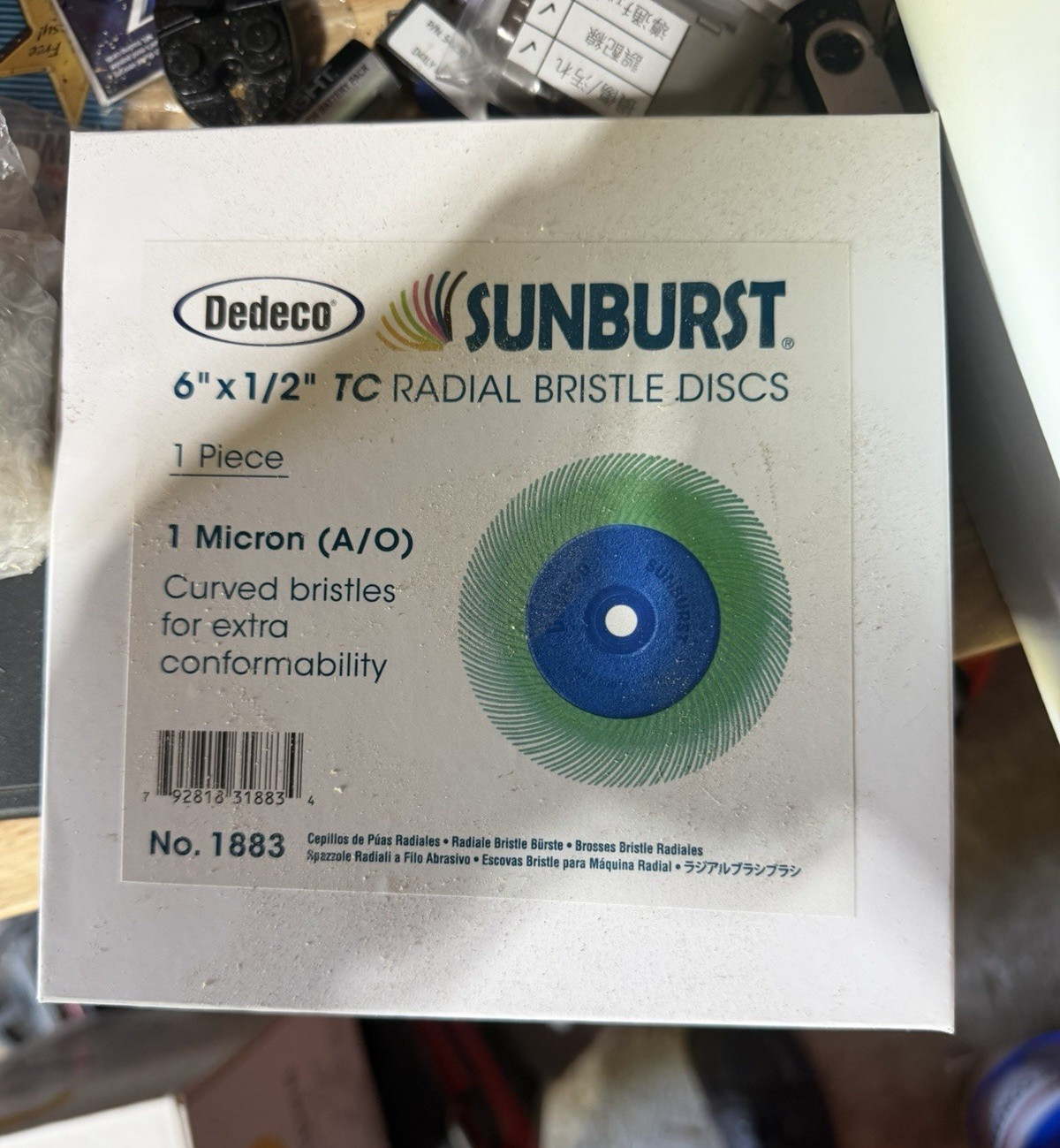 Dedeco SUNBURST 6in x 1/2in Radial Bristle Disc 1 Micron A/O MPN 1883