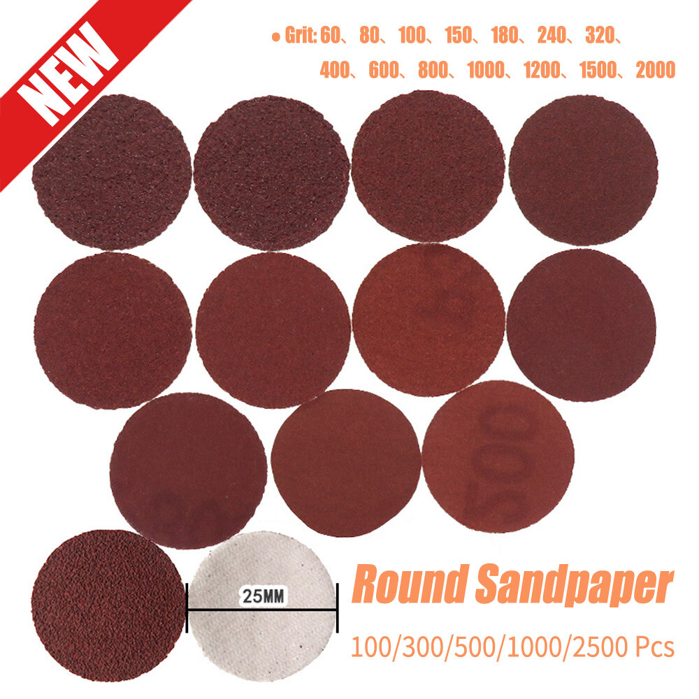 1 Inch Sanding Disc Sandpaper Pad For Drill Wet And Dry Hook & Loop 60-2000 Grit