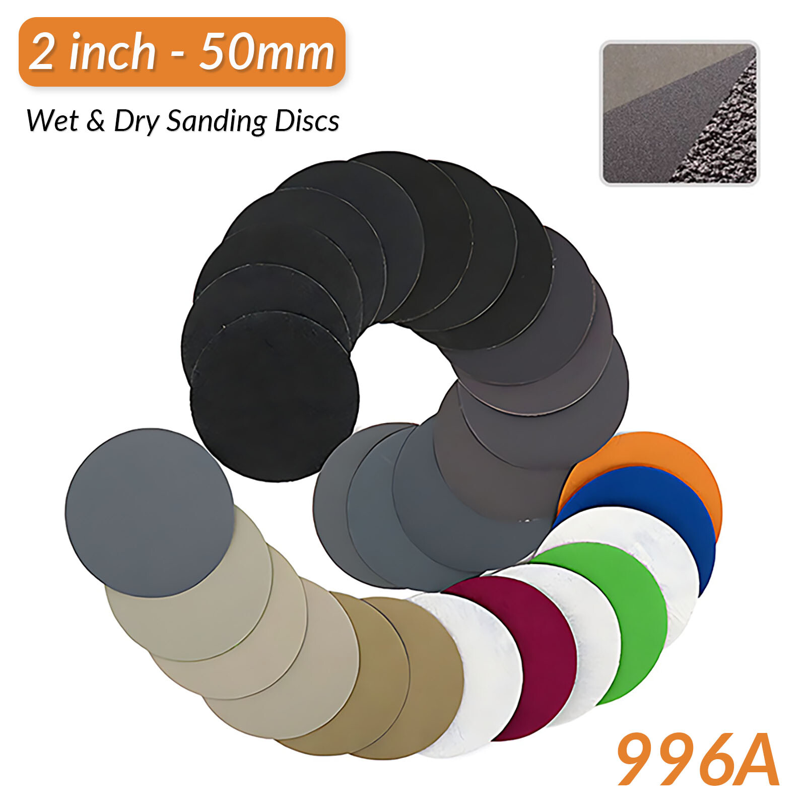 2″-50mm Wet & Dry Sanding Discs Sandpaper Orbital Hook & Loop Pads Grit 60-10000