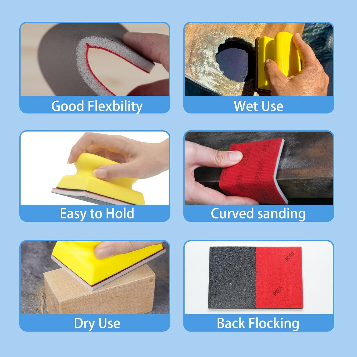 Sanding Block Set, 26Pcs Sanding Sponges with a Hand Tool Reusable 3×4 Inch Wet