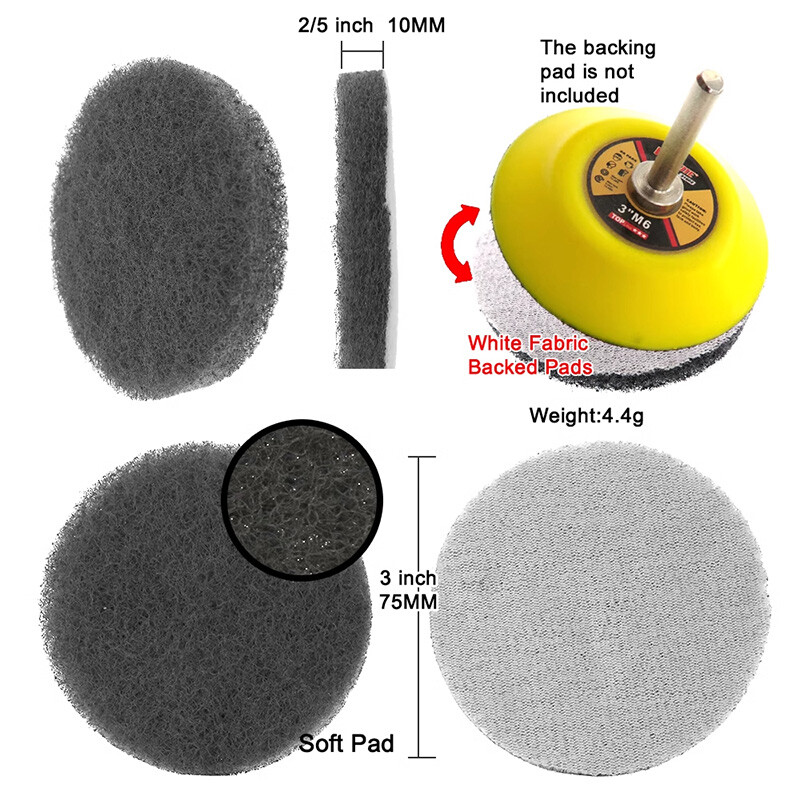 3″ 75mm Hook & Loop Scouring Pads Flocking Sanding Discs 240-3000 Grit Polishing