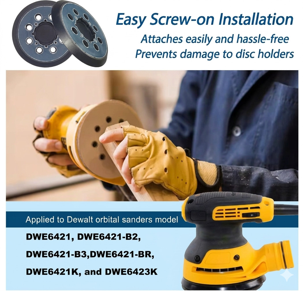 2 Pcs 5 Inch 8 Hole Orbital Sander Hook & Loop Replacement Pad for DWE6421