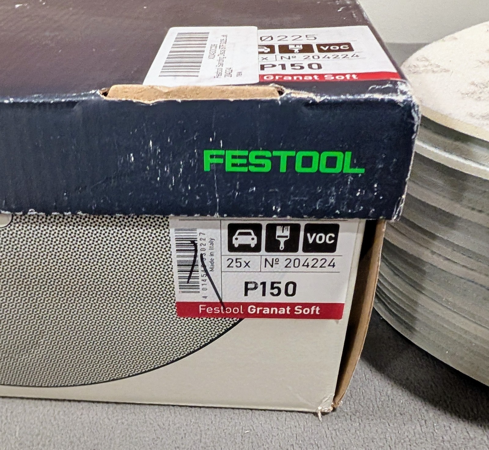 Festool 204224 Granat Soft 225mm P150 Sanding Discs 25-Pack Brand New