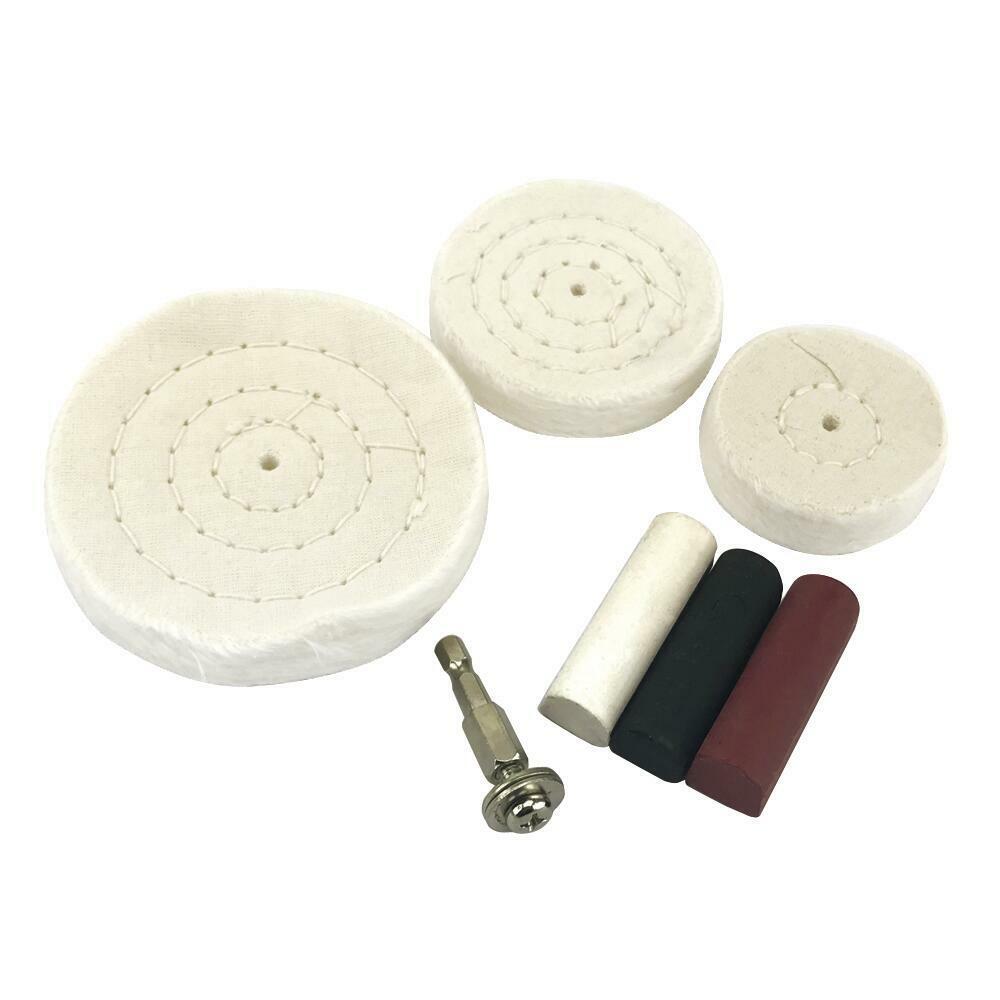 Buffing & Polishing Wheel 7 Piece Set 1/4″ Hex Shank for Power Drill 3 Compounds