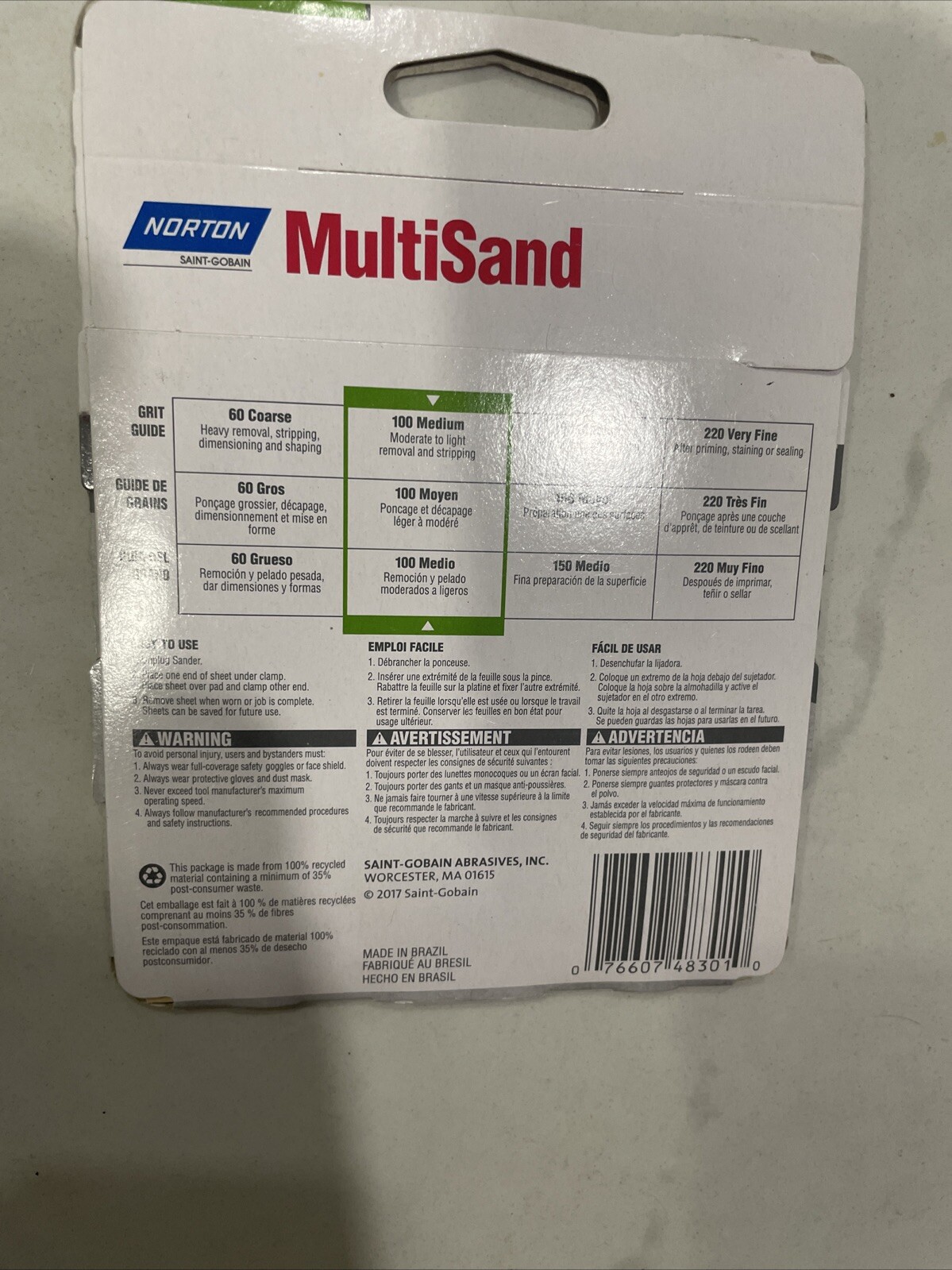 2 Pack Norton 07660748301 Multisand Sheet 4-1/2″x5-1/2″ 100 Grit Sandpaper
