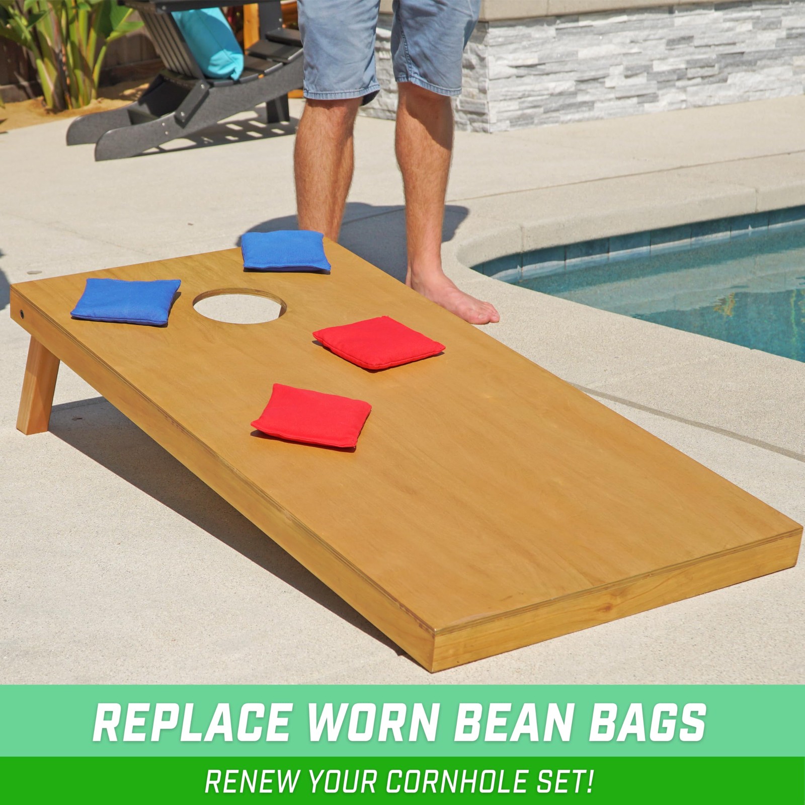 GoSports Official Regulation Cornhole Bean Bags Set (8 All Weather Bags) – Red a
