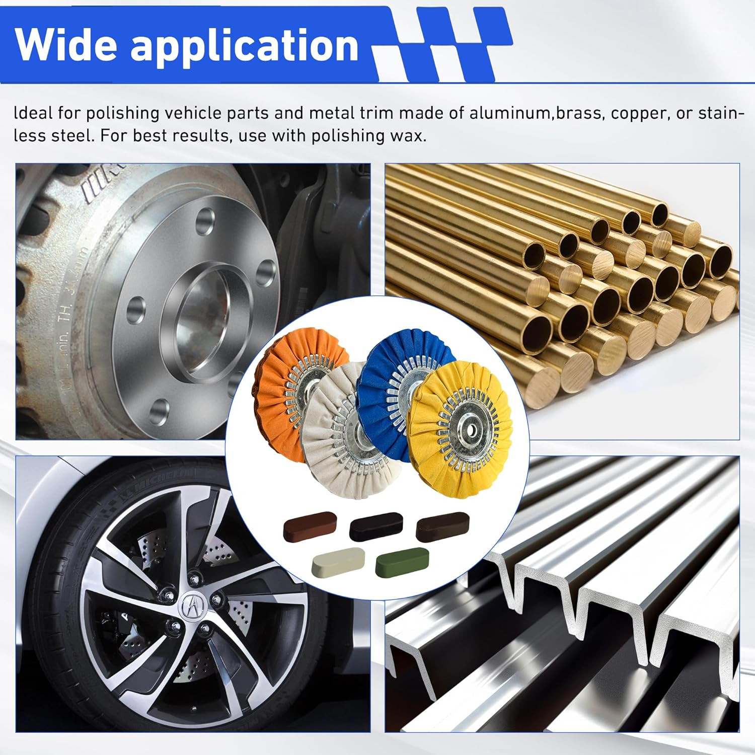 8″ Airway Buffing Wheel Kit – 9Pcs Aluminum Metal Polishing Set with 5/8″ Arbor