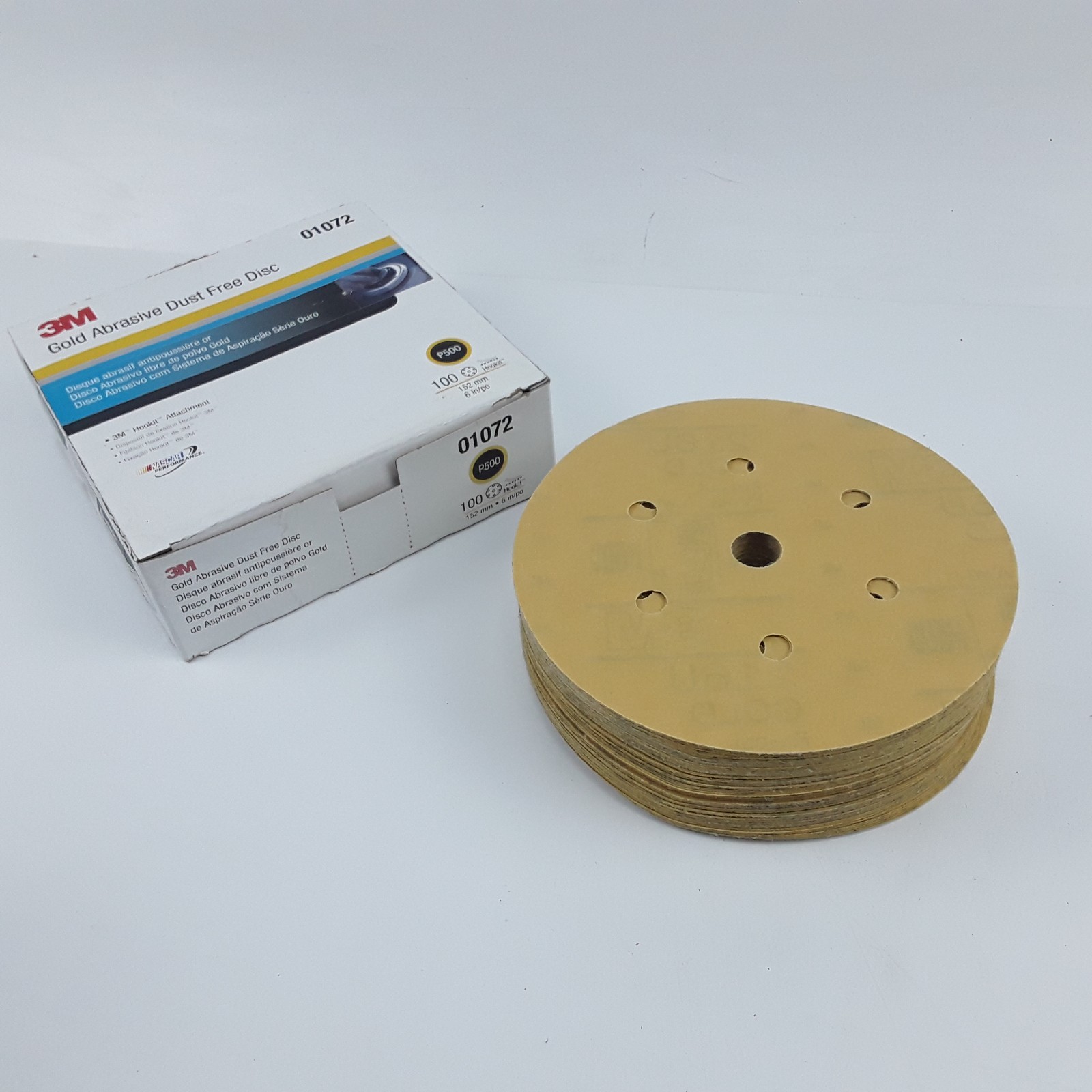 3M 01072 Gold Abrasive Dust Free Disc P500 Size 152mm 6in Heavy Duty Box of 100