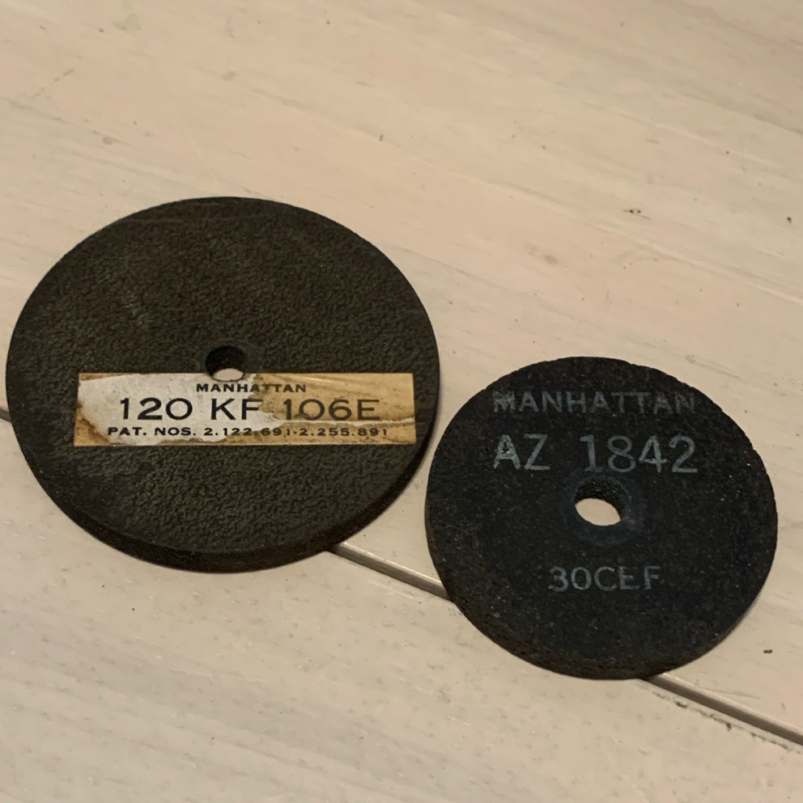 Manhattan Grinding Wheels 120 KF 106E & AZ 1842, 30CEF, Set of 2, Black