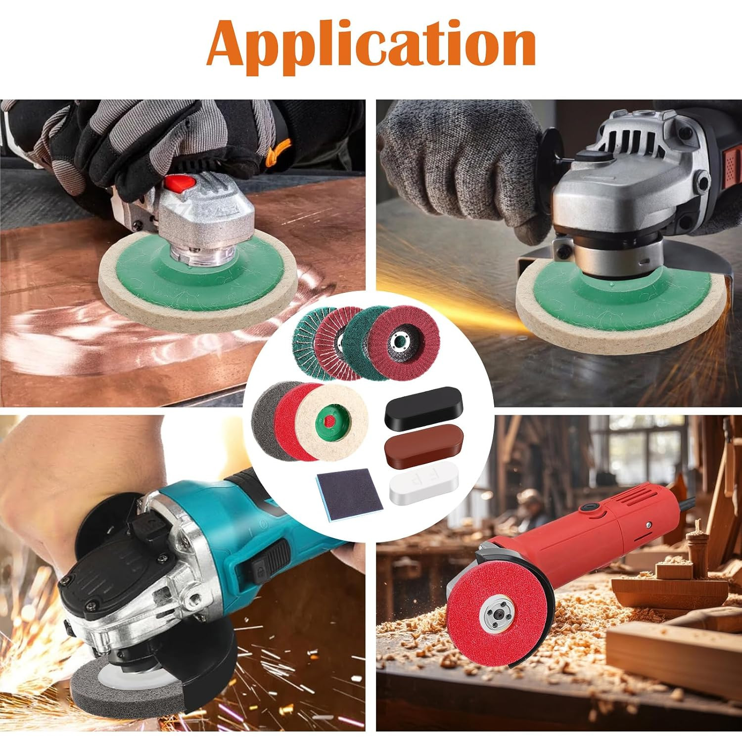 18 Pack 4 Inch Buffering Wheels Polishing Kit with Compound for Angle Grind | In