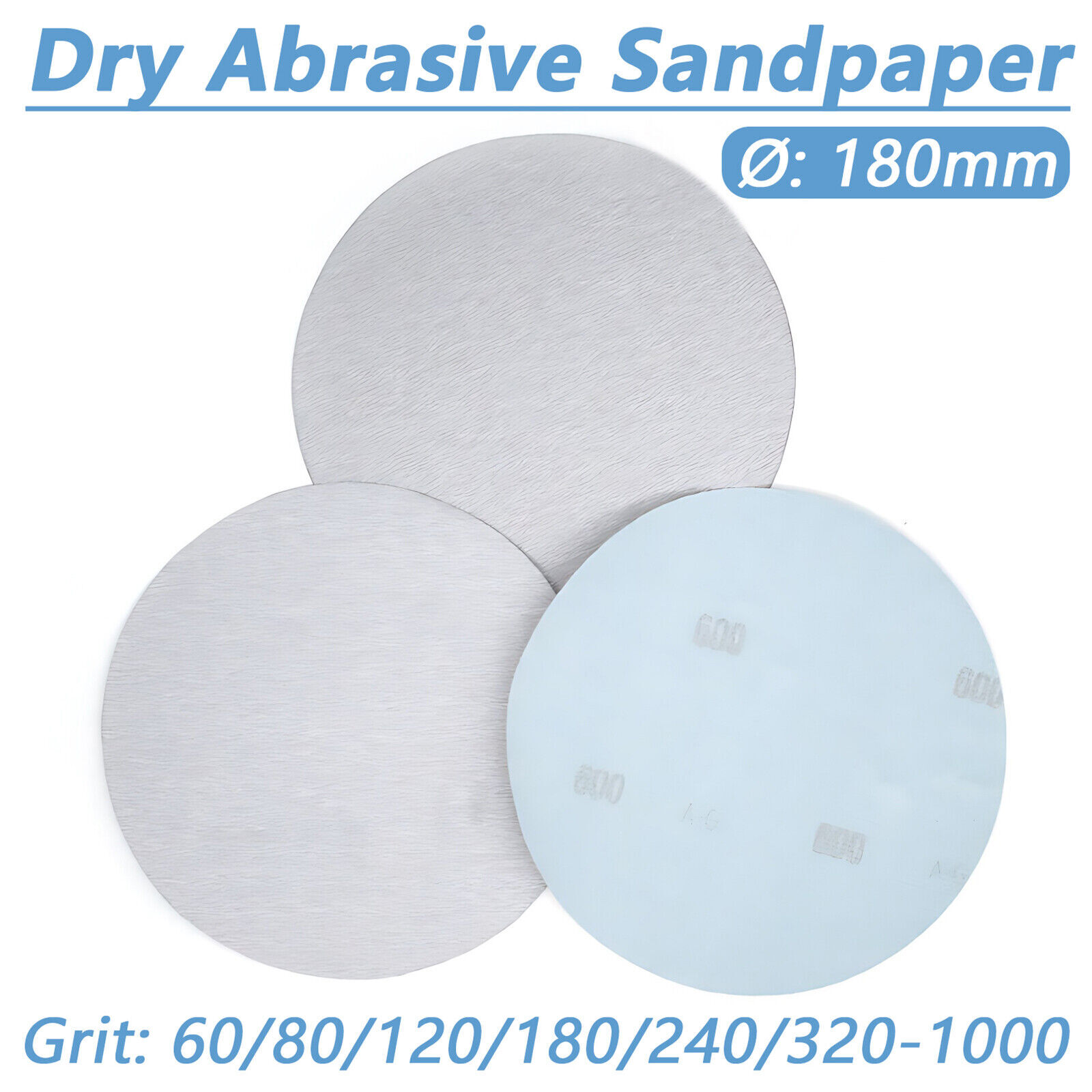 180mm 7″ Grit Dry Abrasive Sandpaper Sanding Discs Hook and Loop Pads 60-1000