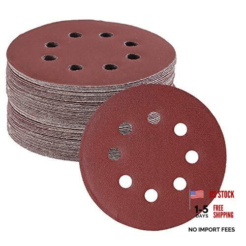 Bates- Sanding Discs 5 Inch 8 Hole, 30 Pack, Assorted 30 Pack, 40-600 Grits Red
