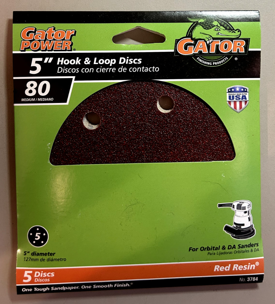 Gator Power, Sanding Discs, Aluminum Oxide, 80-Grit, 5-In., 5-Pk. – Lot of 2