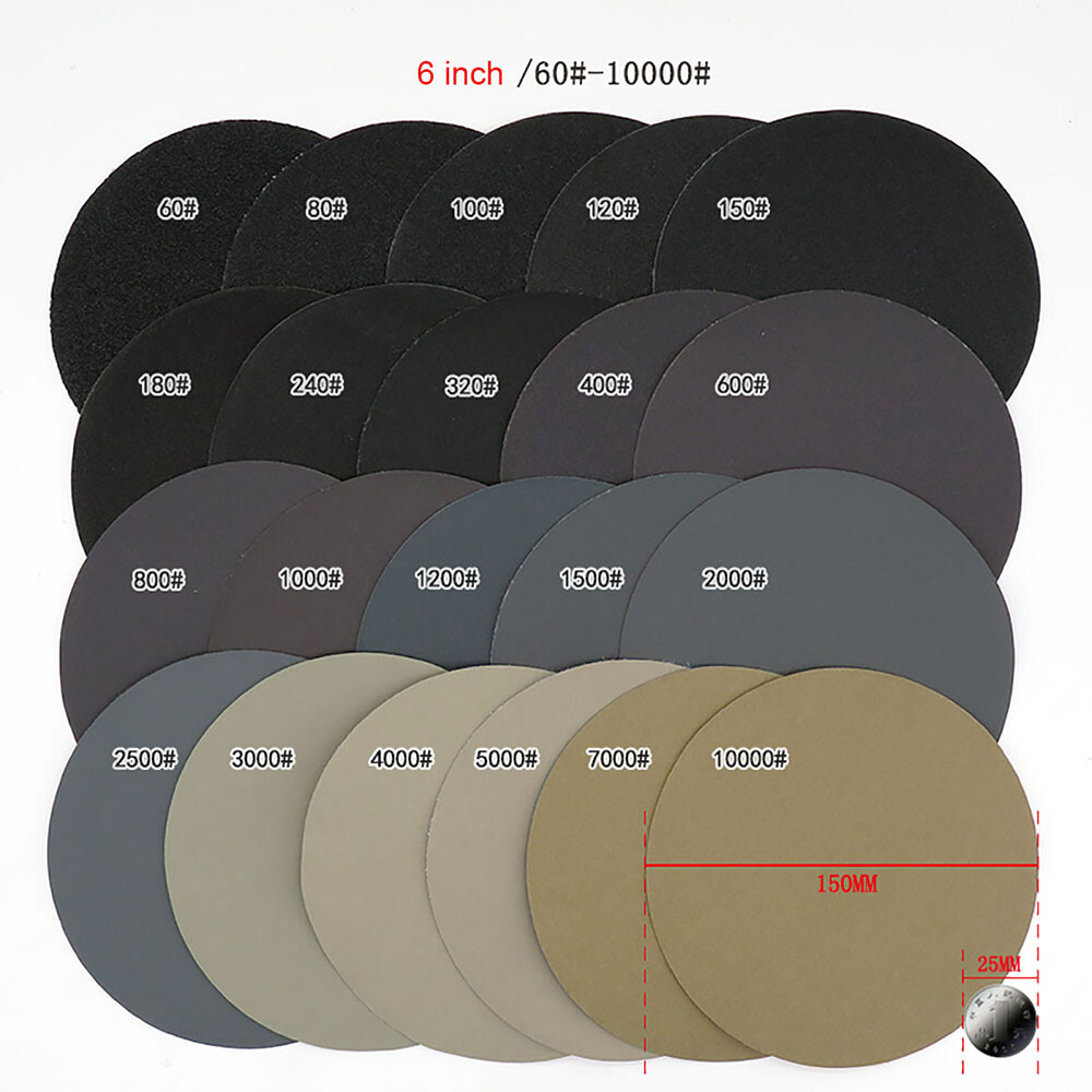 6 in 7 in Sanding Discs 60-10000 Grit Hook & Loop Pads Orbital Sander Sandpaper