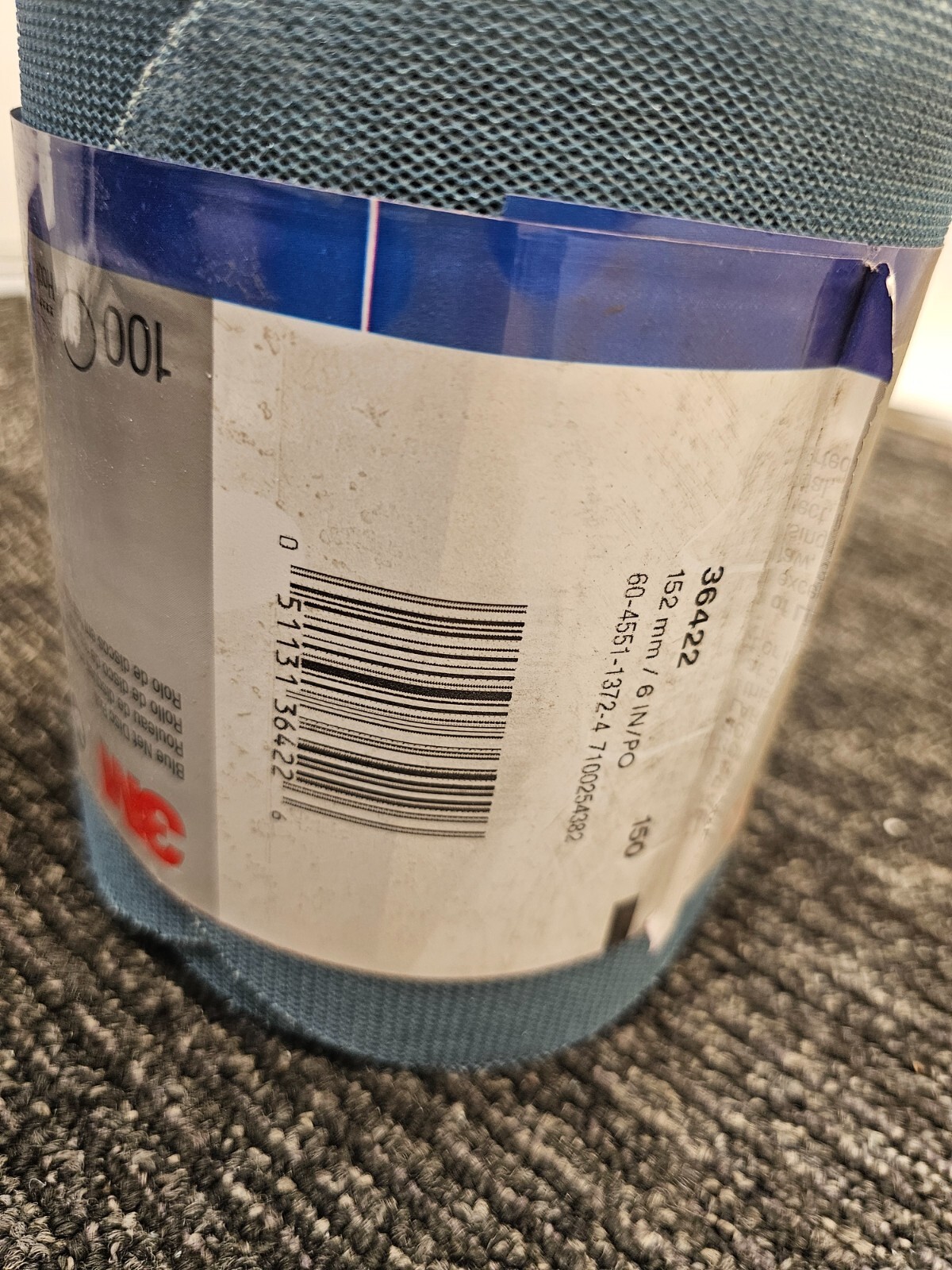 3M 36422 100pc Blue Net Disc Roll 6 in 150+ Grade Virtually Dust-Free Abrasive