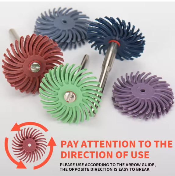 SIFANG 10pcs 1 Inch Radial Bristle Disc Kit Abrasive Brush 3 2.35mm Shank Detail