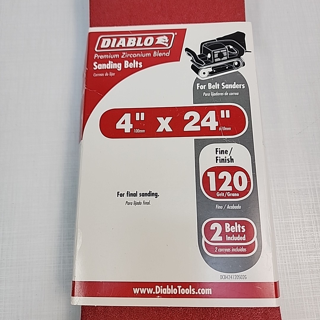 Diablo 4×24 Sanding Belts 120 Grit Zirconium Fine New 2 Pack