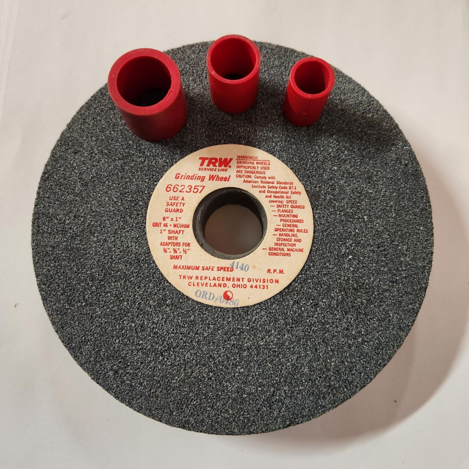 TRW 6″ Multi-Purpose Grinding Wheel 1/2″, 5/8″, 3/4″ Adapter Bushings – USA