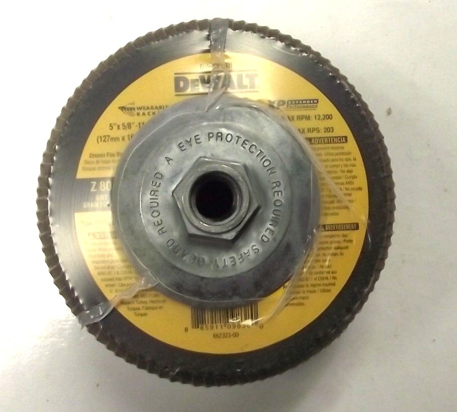 DEWALT DW8216H 5″ x 5/8″-11 Z80 Grit T27 Flap Disc 5pcs.