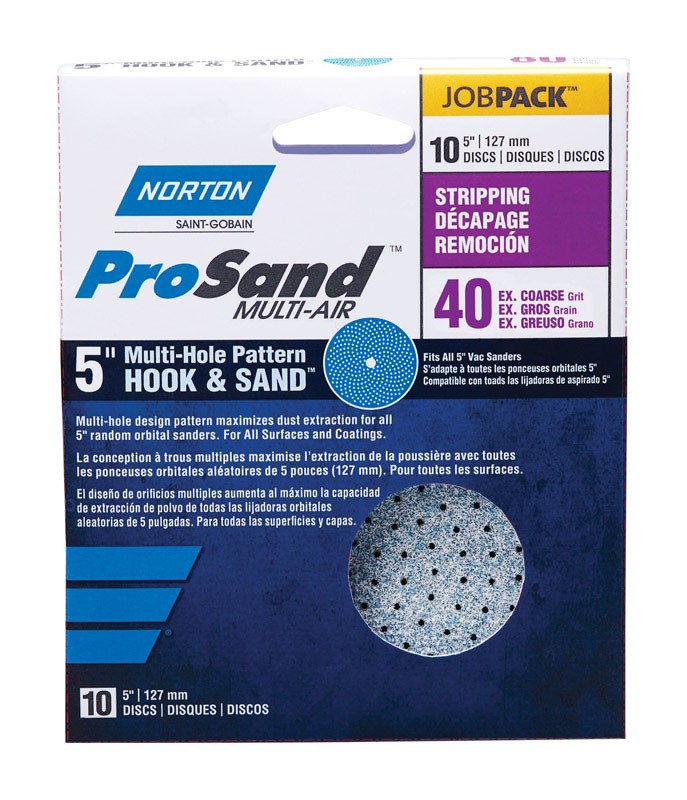 Norton 7660703225 40-Grit Ceramic Coarse Hook & Loop Sanding Disc 5 in.