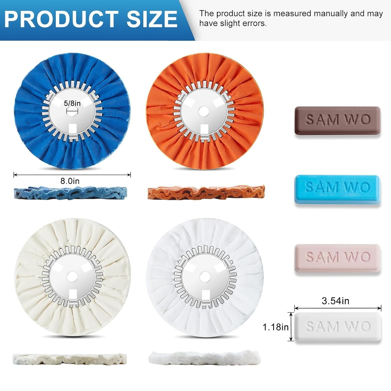SAM WO 8 Inches Airway Buffing Wheel, Polishing Wheel with Buffing Compound Kit