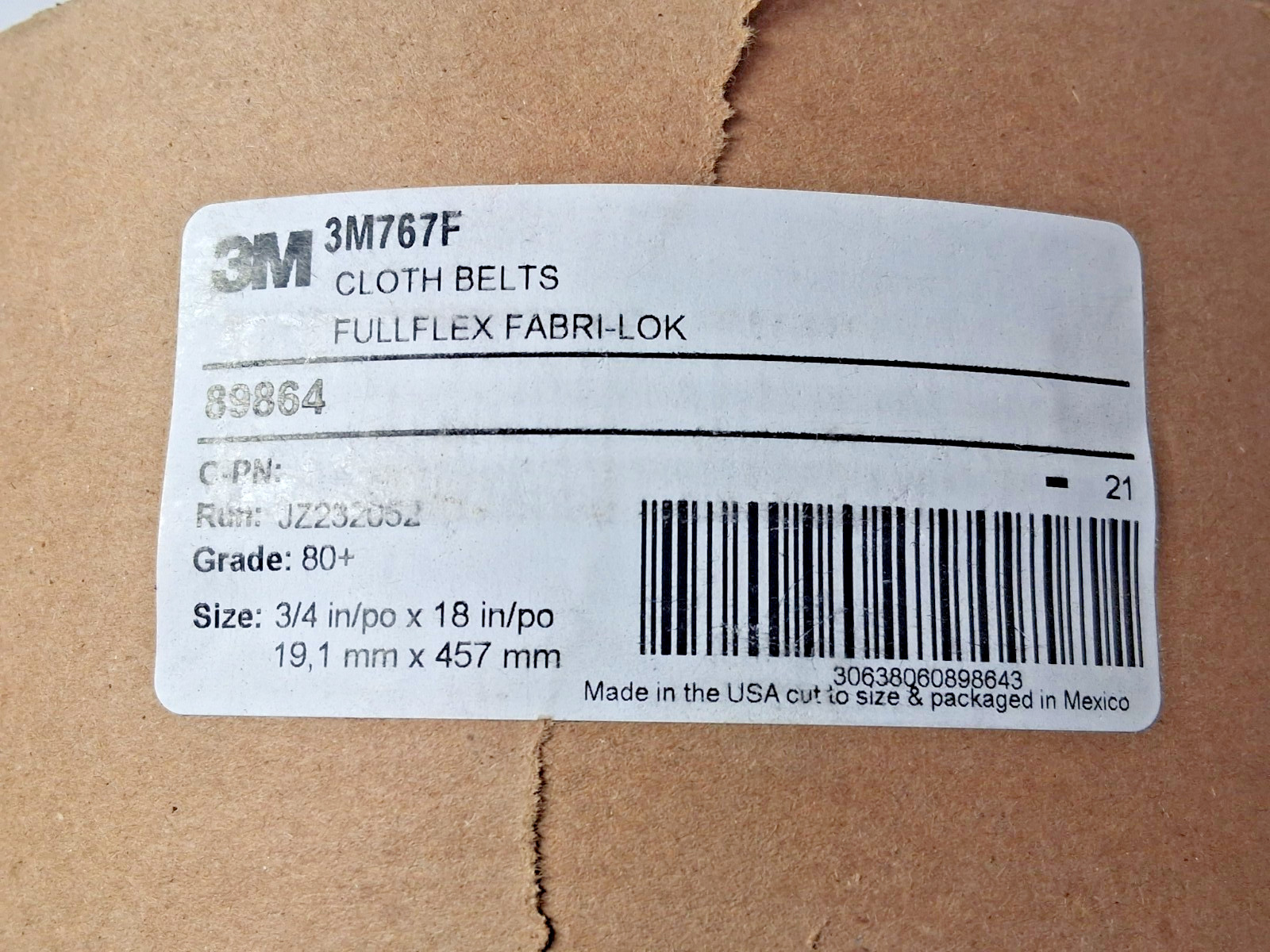 3M Ceramic Abrasive Belts QTY50 3/4" Wide 18" OAL 80 Grit 89864