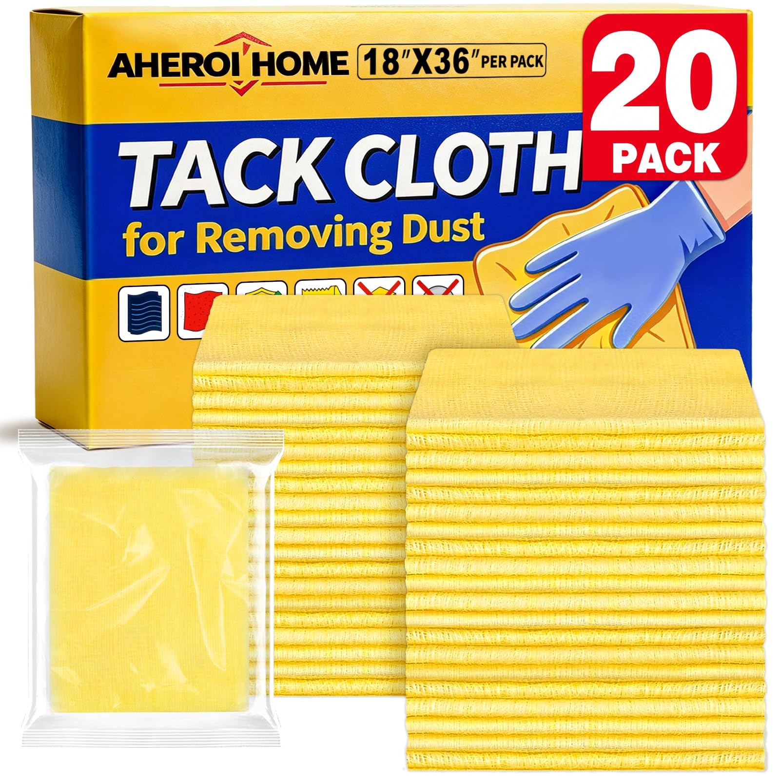 Aheroi Tack Cloth, Tack Cloths for Removing Dust from Woodworking 20Pack | Ta…