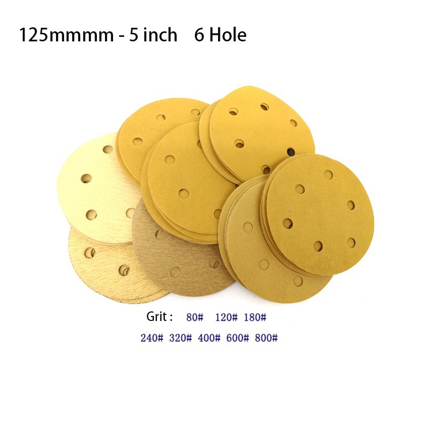 5 inch Sanding Discs 6 Hole Sandpaper Orbital Sander Pads Hook Loop 80-800 Grit