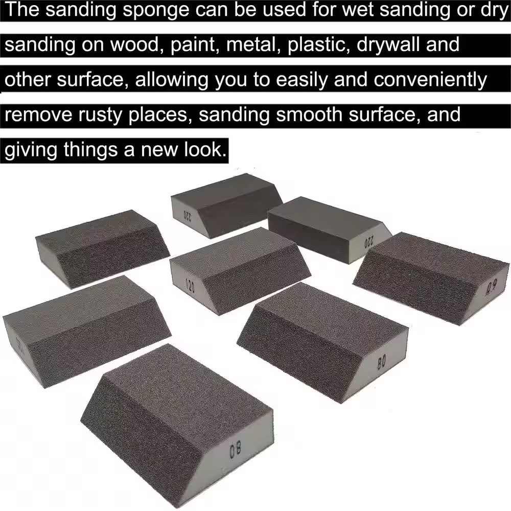 8-Pack Assorted Grit Sanding Sponge Kit-60/80/120/220 Coarse to Fine, Washable &