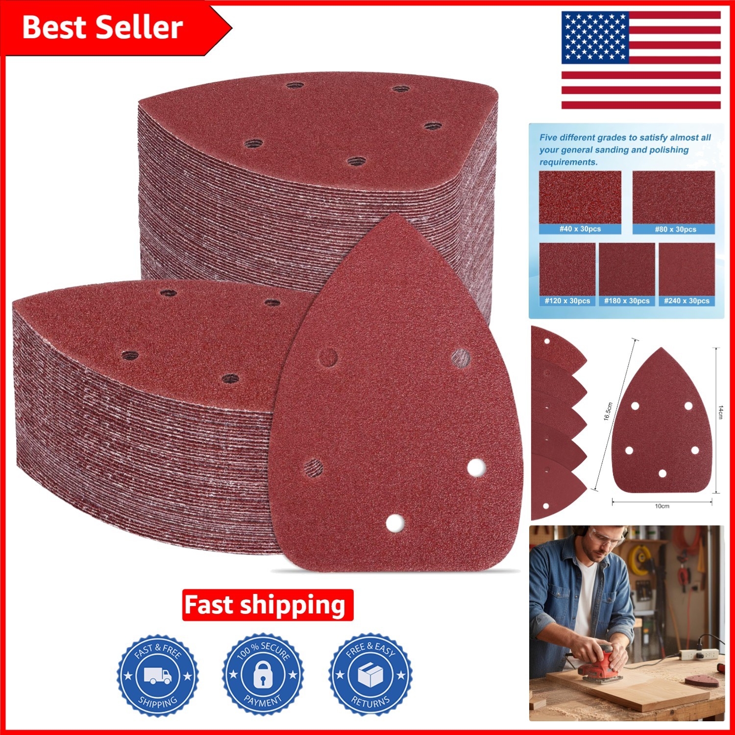 150-sheet Sanding Paper Pack – Assorted Grits for Versatile Material Use