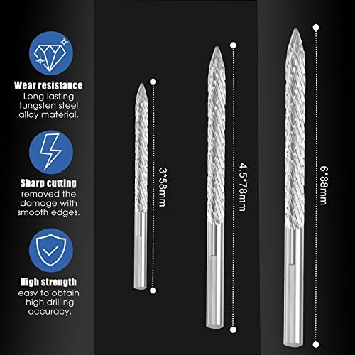 Pack Tire Reamer Drill Bit Multi Sizes Tire Repair Carbide Burr 3,4.5,6 mm 3
