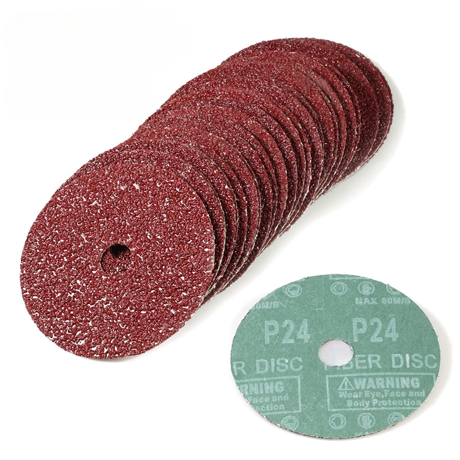 25PCS 4-1/2″ Calcined Aluminum Oxide Resin Fiber Discs P16-120 for Metal