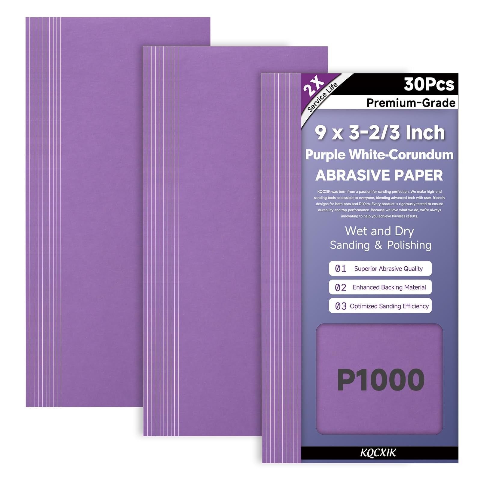 30-Sheet Premium White Corundum 1000 Grit Sandpaper, 9 x 3-2/3 Inch Heavy Dut…