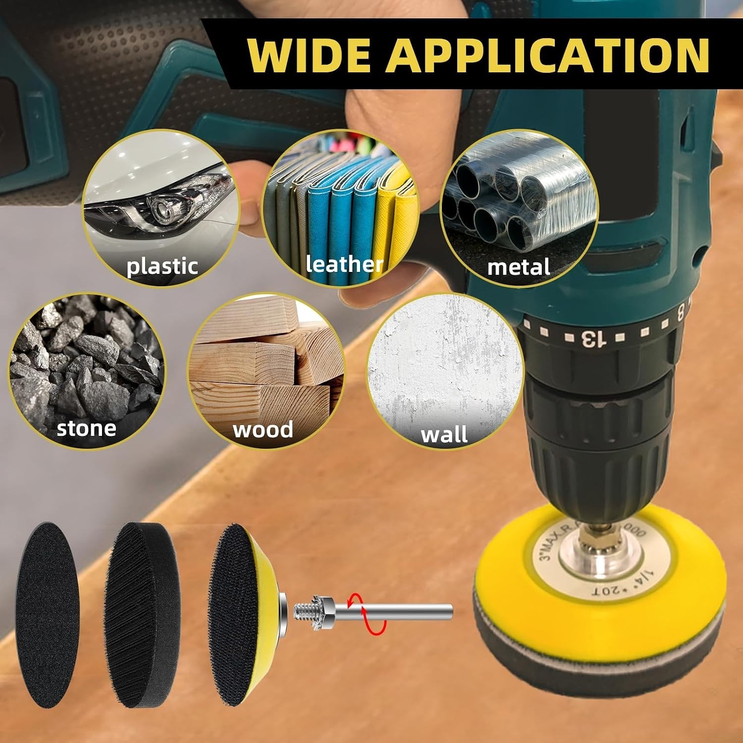 251Pcs 2 Inch Sanding Disc Drill Polishing Kit Sanding Attachment Assorted 60…
