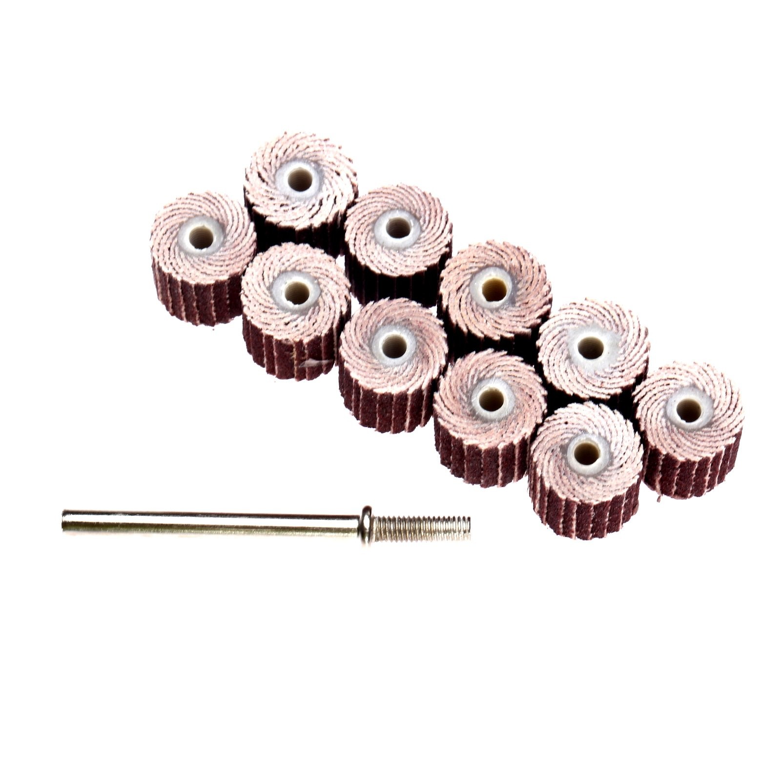 10Pcs Flap Wheel Head Sander Rod 240 Grit Polishing Grinding Power Rotary Tool