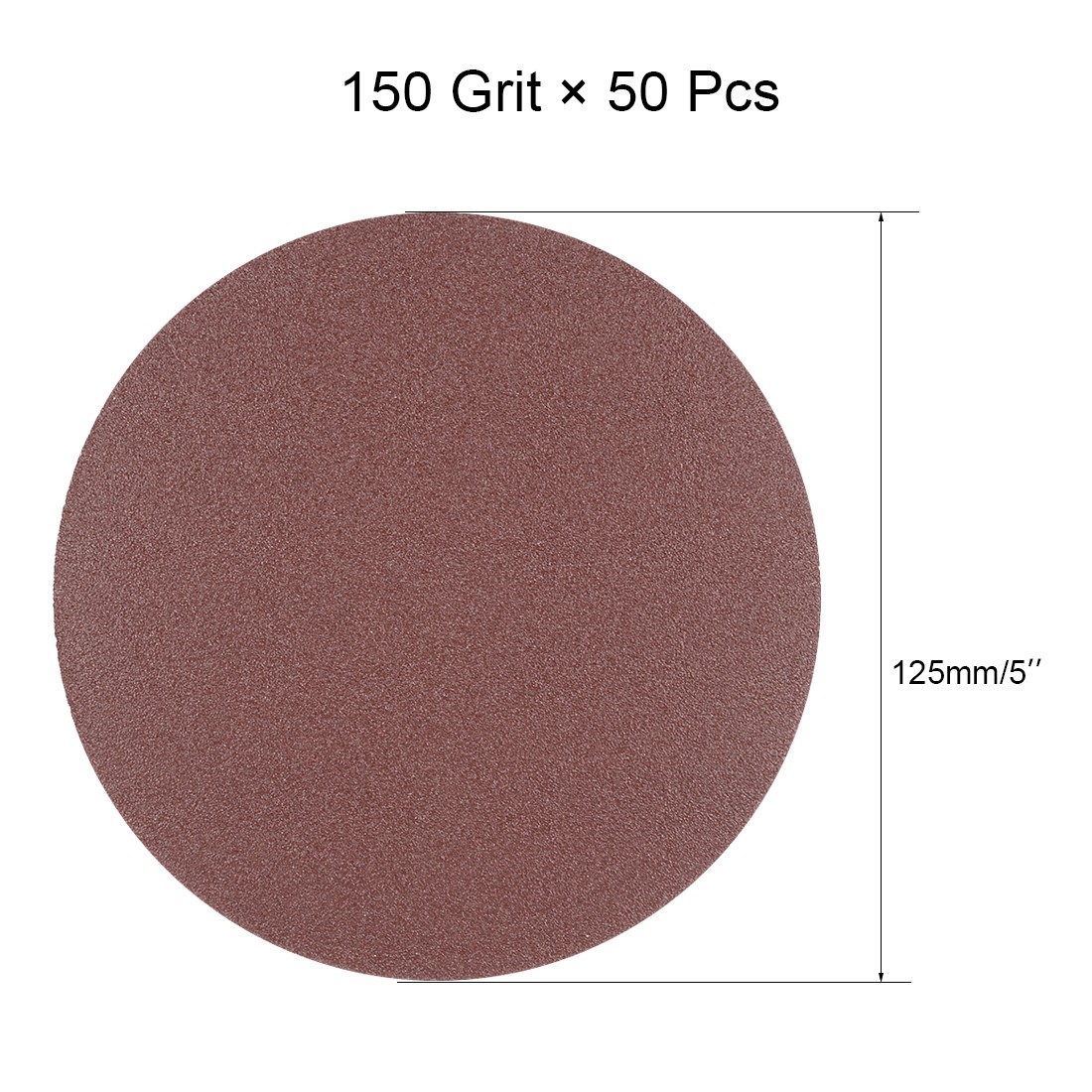 5 Inch Hook Loop Sanding Disc 150 Grits Flocking Sandpaper 50Pcs