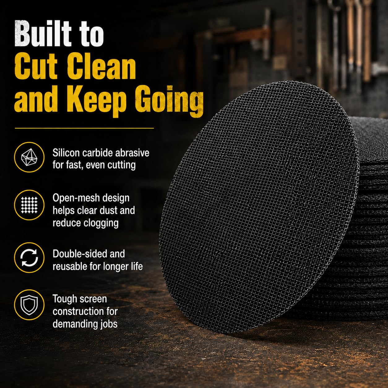 17 Inch Sanding Screen Discs, 60 Grit for Heavy Stripping, 10 Pack | Double-side