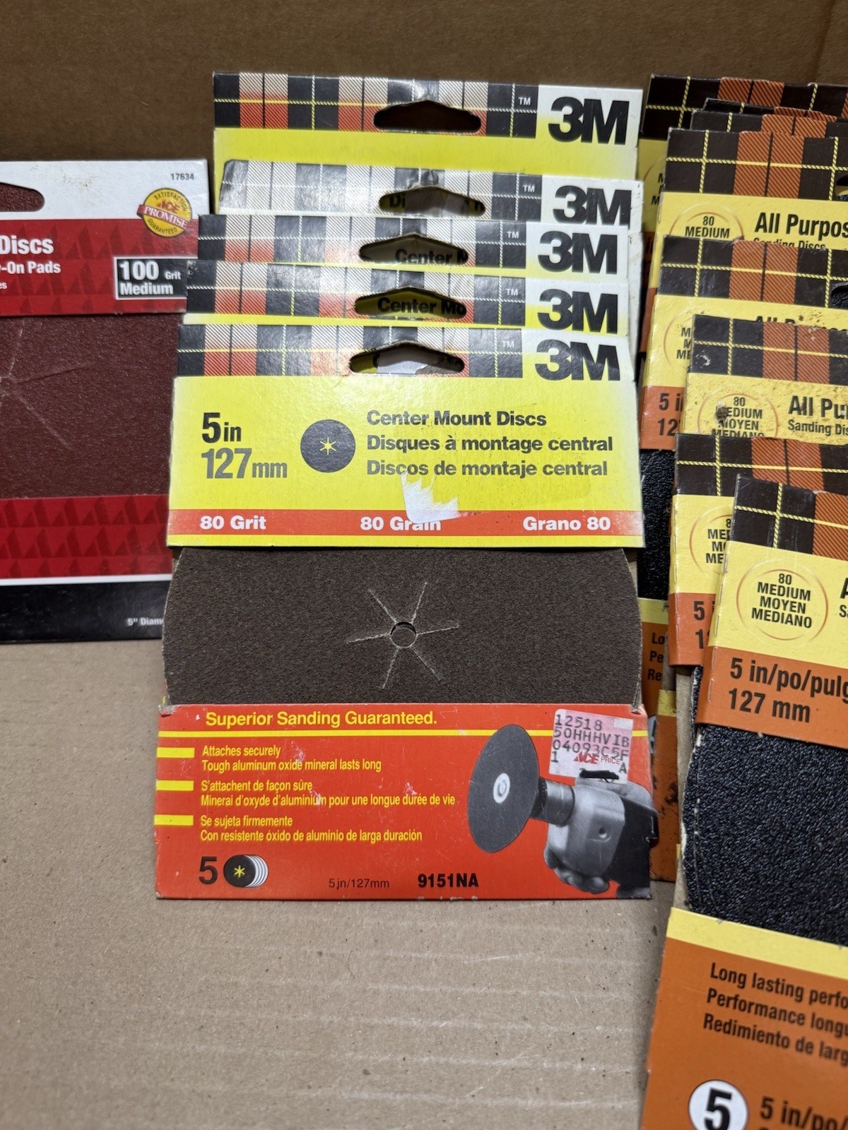 Ace Gator & 3M 4-1/2” & 5” Sanding Disc Set 50/60/80/100 Grit 112 Pcs Total