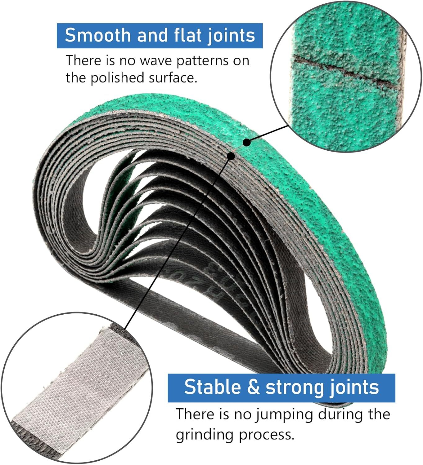 3/8″ x 13″ Zirconia GREEN Sanding Belt for Air Belt Sander 40 Grit for Metal