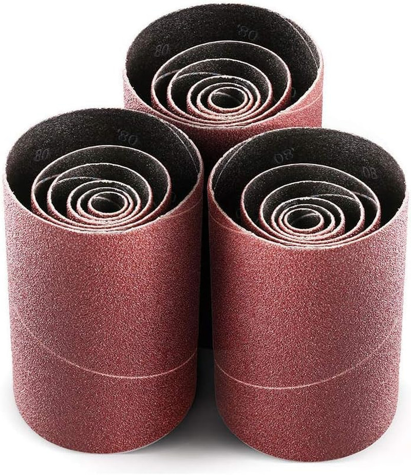 Aluminum Oxide Spindle Sanding Sleeves, 4.5 Inch Length 80/120/240 Assorted Grit