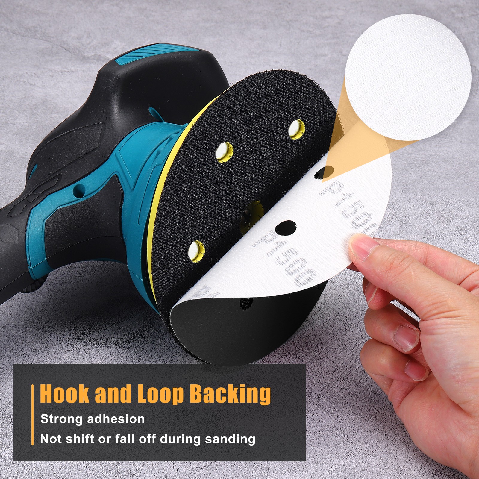 110 Pcs 5 Inch Sanding Disc 400 Grit 8 Hole Round Hook and Loop Sandpaper, Black