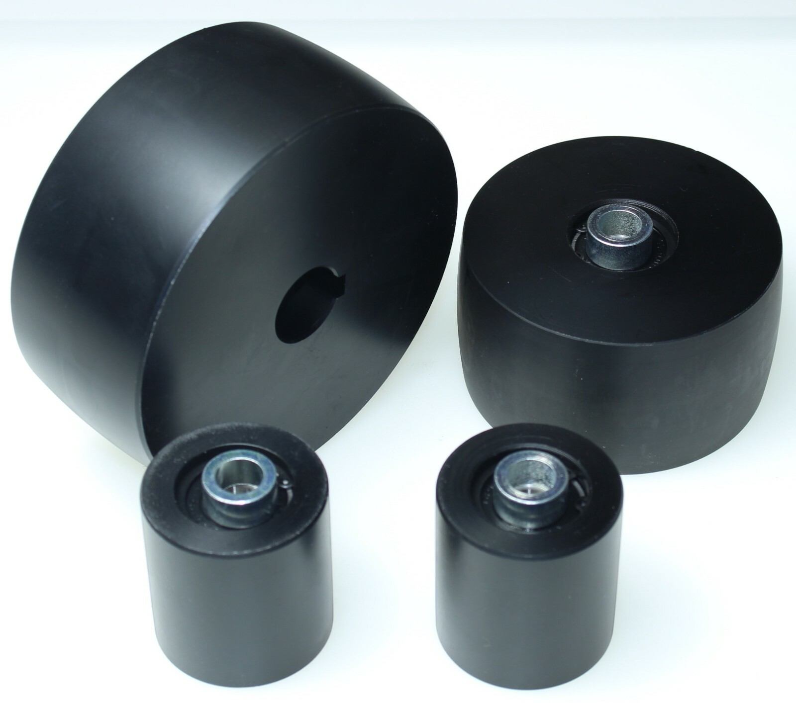 CNC Machined Belt Grinder wheel set 5″ Drive-24 mm shaft, 4″ tracking, 2″ Idler