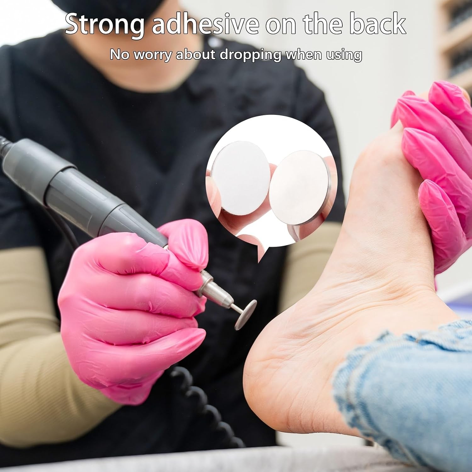 Sanding Paper Discs with Metal Nail Drill Bit Pedicure Sanding Disc 100pcs