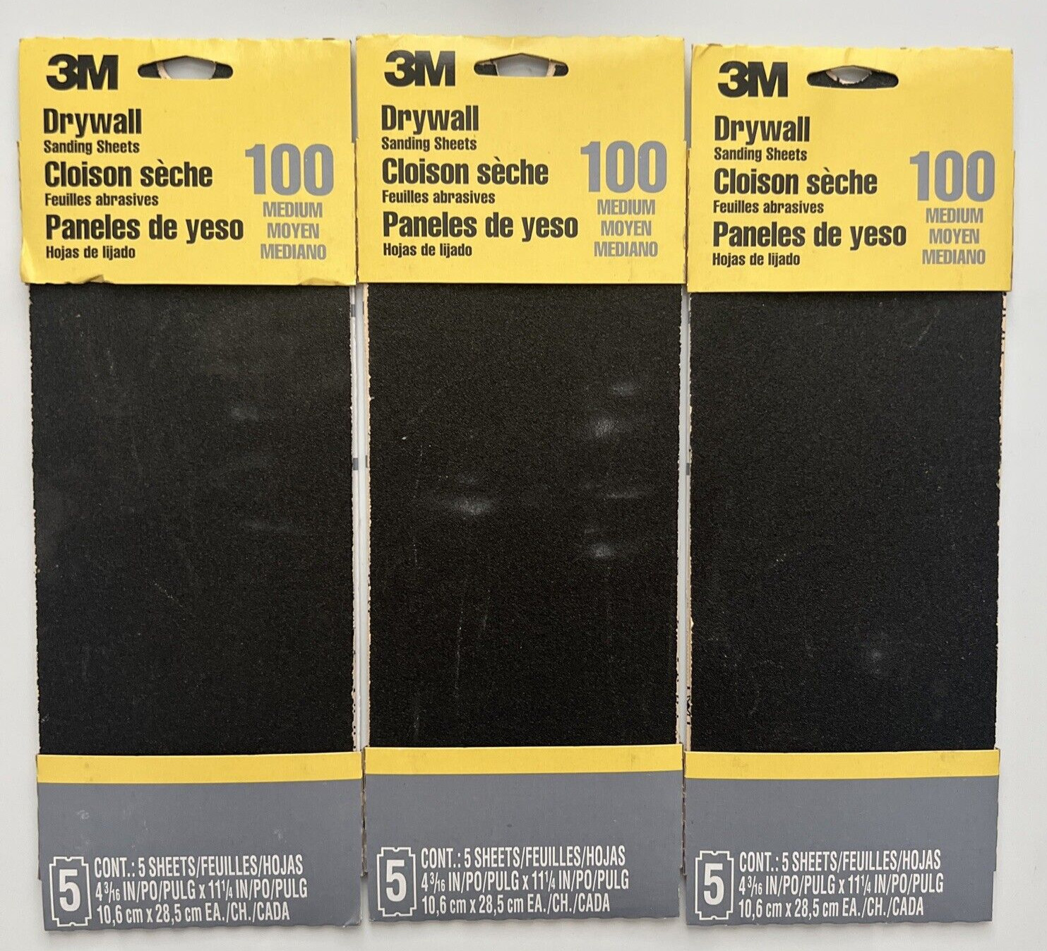 3M Drywall Sanding Sheet, 9092DC 100 Medium 5 count – 3 Pack